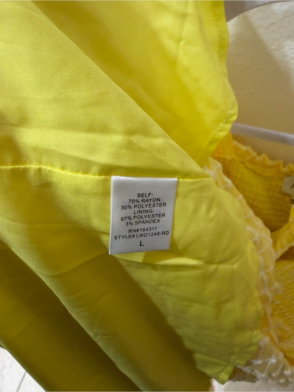 Like NEW Yellow and White Puff Sleeve Smocked Midi Dress - Picture 3 of 11